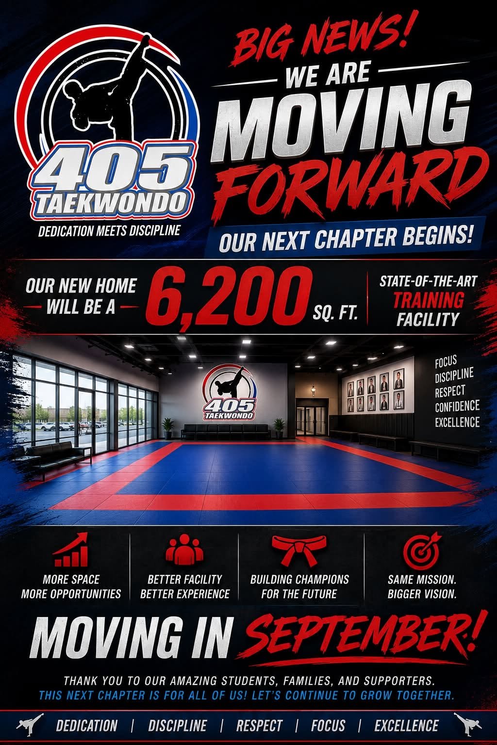We are moving to a new 6,200 sq ft facility in September!